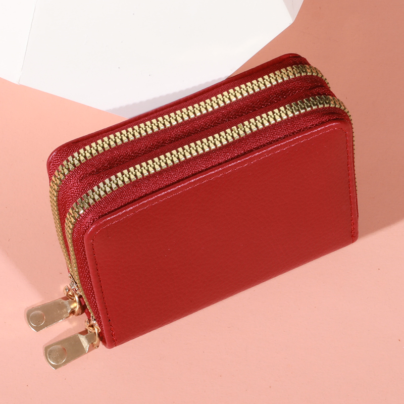TK Monedero Corto Para Mujer Con Cierre De Cremallera Estilo Zipper Patrón De Lichi Gran Capacidad Multifuncional Con Slots Para Tarjetas Y Monedero