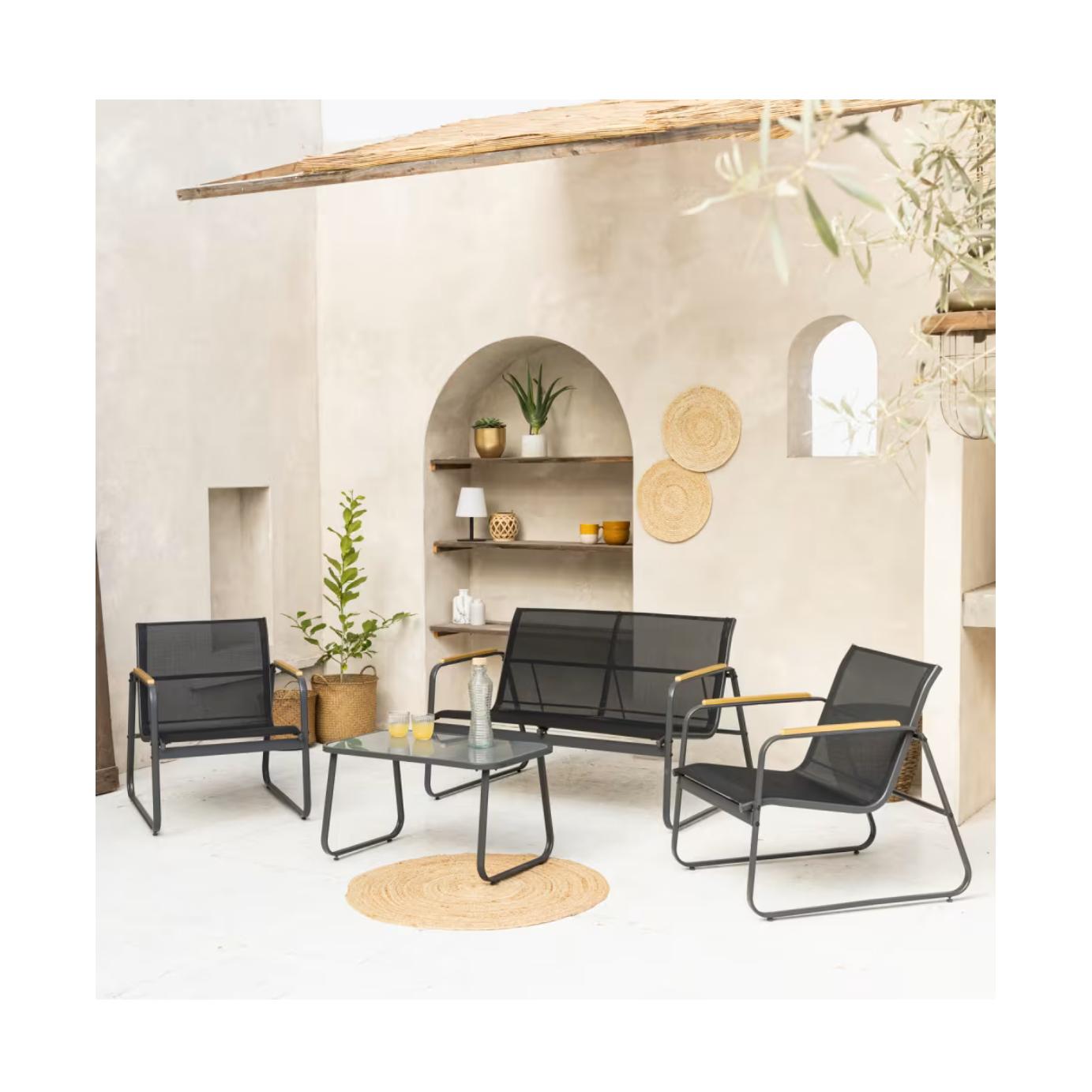 Conjunto de jardín de metal para 4 plazas