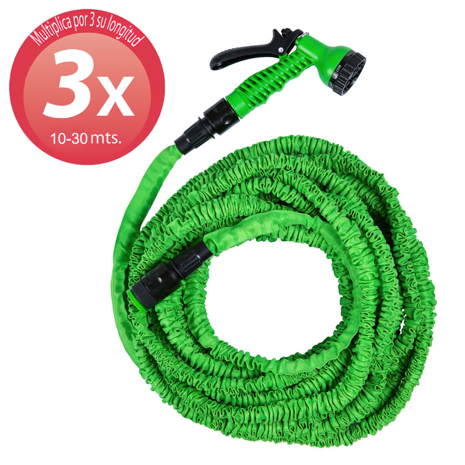 SANCO STORE - PAPILLON Manguera Extensible Riego 10 a 30 Metros Con Pistola De 7 Posiciones