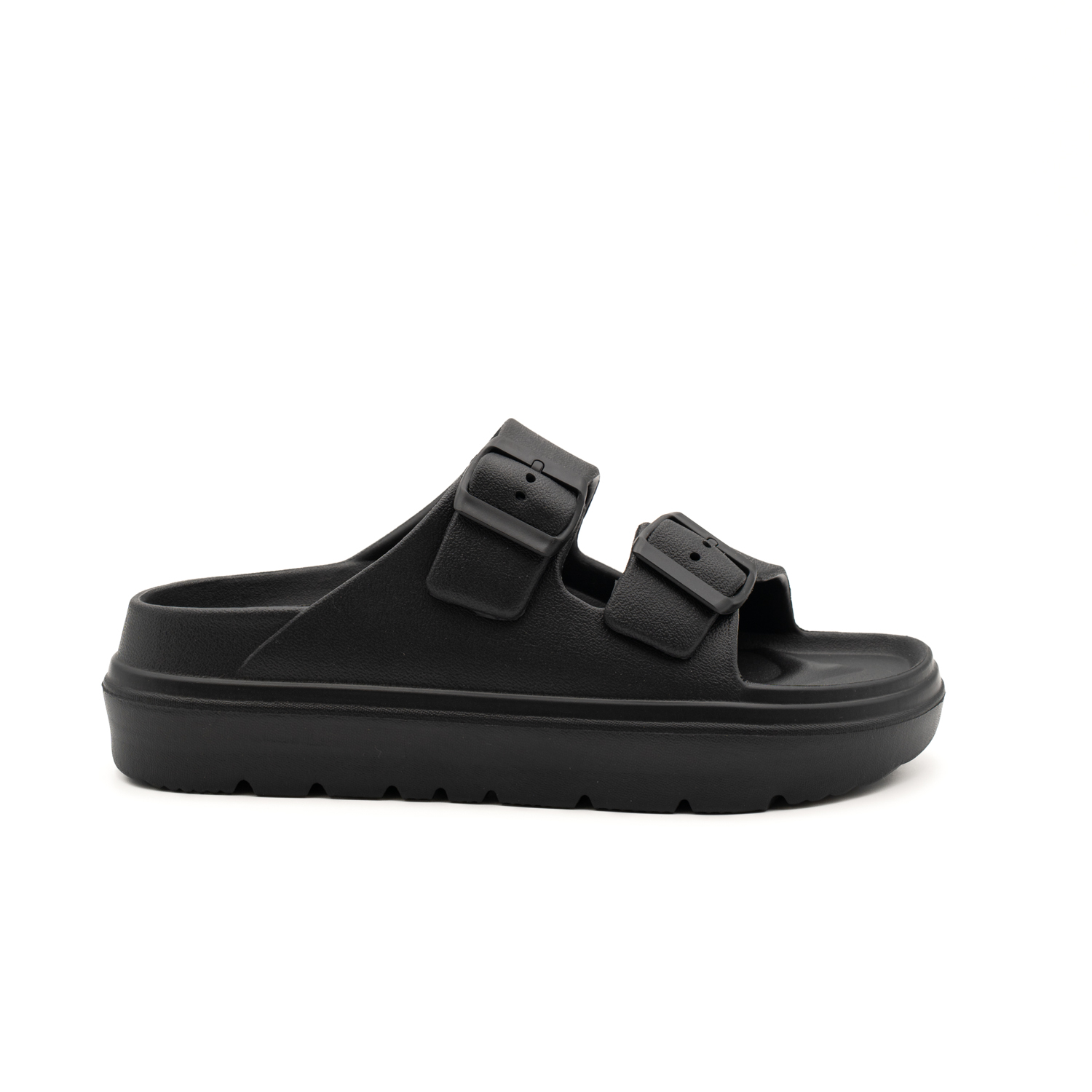Kelara K62417 Chanclas de goma de mujer con doble hebilla