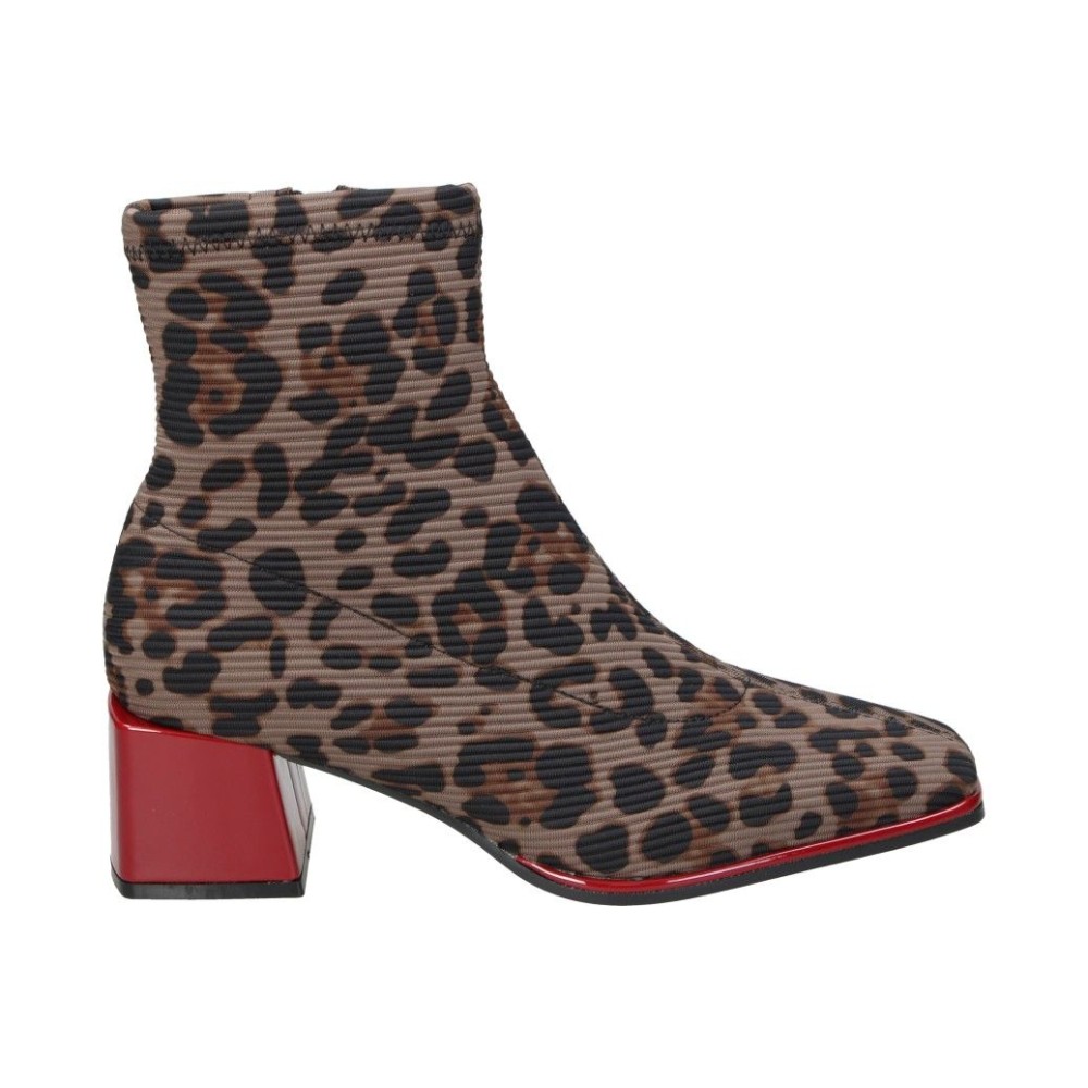 GIOSEPPO | Botines con Tacón Gioseppo Inger para Mujer – Botín Calcetín Animal Print con Detalles Rojos – Leopardo – Botines de Tacón con Cremallera Lateral – Tacón Medio y Cómodo – Estilosos