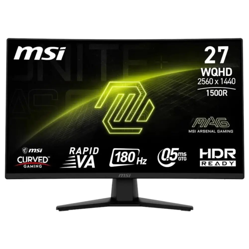 MSI - Monitor MAG274CQF de 27 pulgadas curvo WQHD 2560x1440, 180 Hz, panel Rapid VA, Adaptive-Sync y HDR Ready para gaming y uso profesional