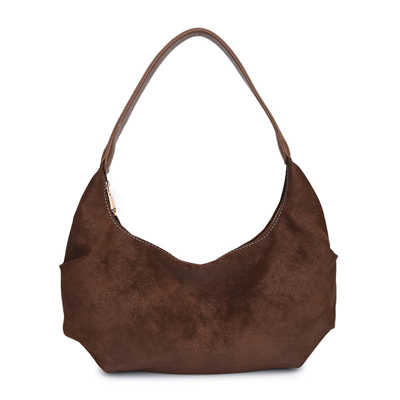 Bolso de hombro, diseño clásico de media luna de gamuza
