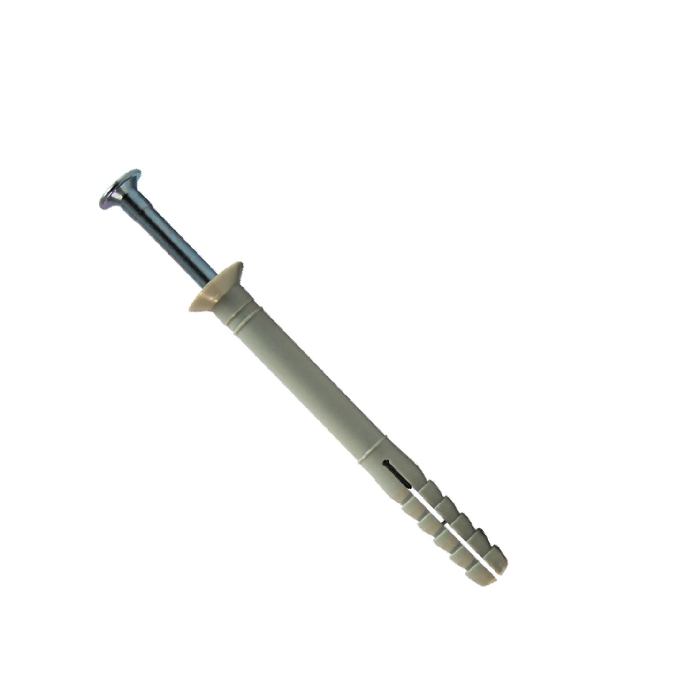 150 x Tacos Clavables de Golpe, 6 x 60 mm, Cabeza Avellanada, Tacos Martillo Premontados Con Tornillo Pozidriv. Marca Technofix.