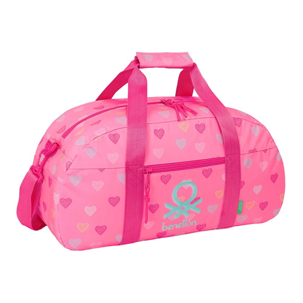 Bolsa de Deporte Benetton Heart 26L con Bandolera Ajustable, Fondo Semirrígido y Bolsillo Frontal - Ideal para Actividades Escolares y Deportivas