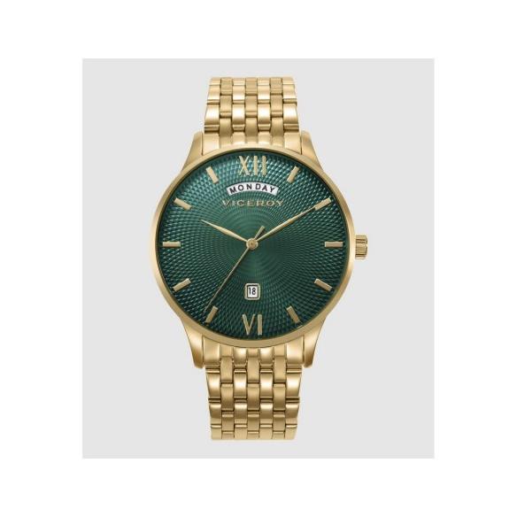 Viceroy Reloj caja de acero Ip dorado 5 Atm, brazalete de acero Ip dorado,movimiento cuarzo