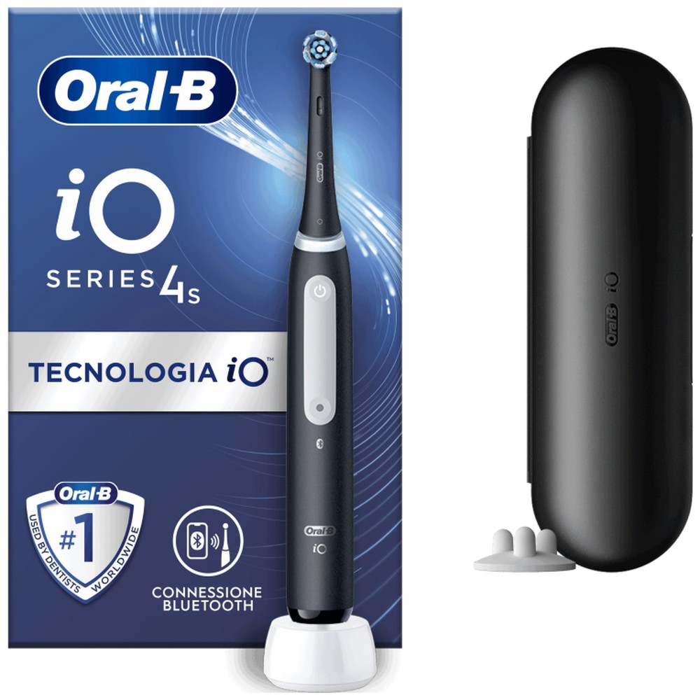 Braun - Cepillo de dientes eléctrico Oral-B iO 4S con sensor inteligente de presión, modo sensible y bluetooth para adultos, color negro