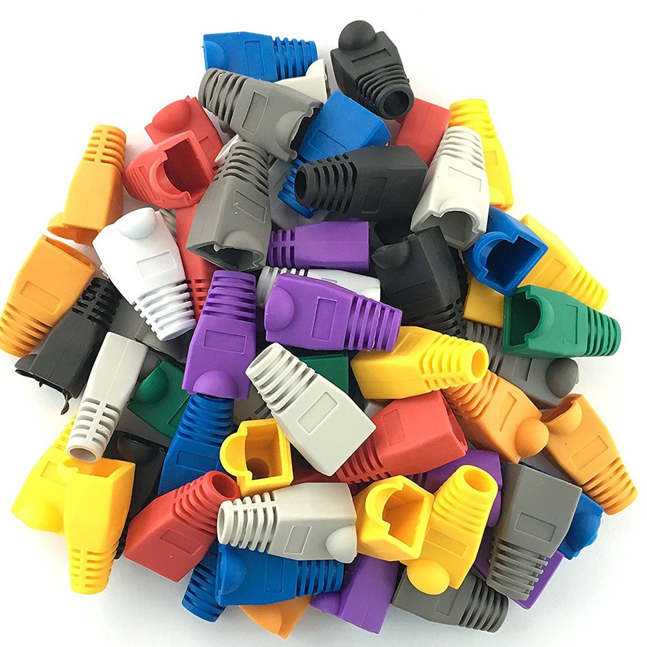 TK 100 Pcs Tapas De Conector RJ45 Ethernet Cat5e Cat6 De Color Mixto Para Cable De Red Alivio De Tensión Adaptador De Cable