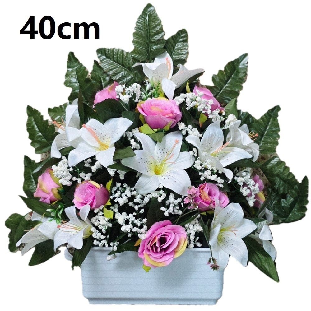 Flores artificiales para cementerio,Centro Flores para santos duraderas de tela con maceta,Gerimport,Envios desde España