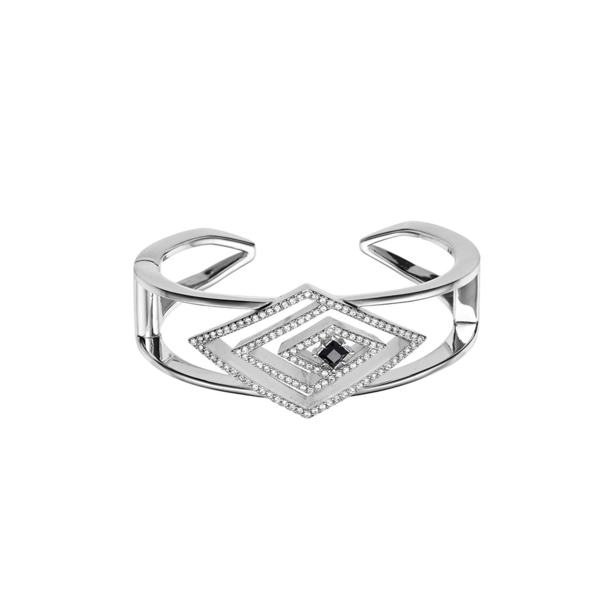 Karl Lagerfled Pulsera Mujer Essentials Concentric Diamond Pulsera De Metal Plateado