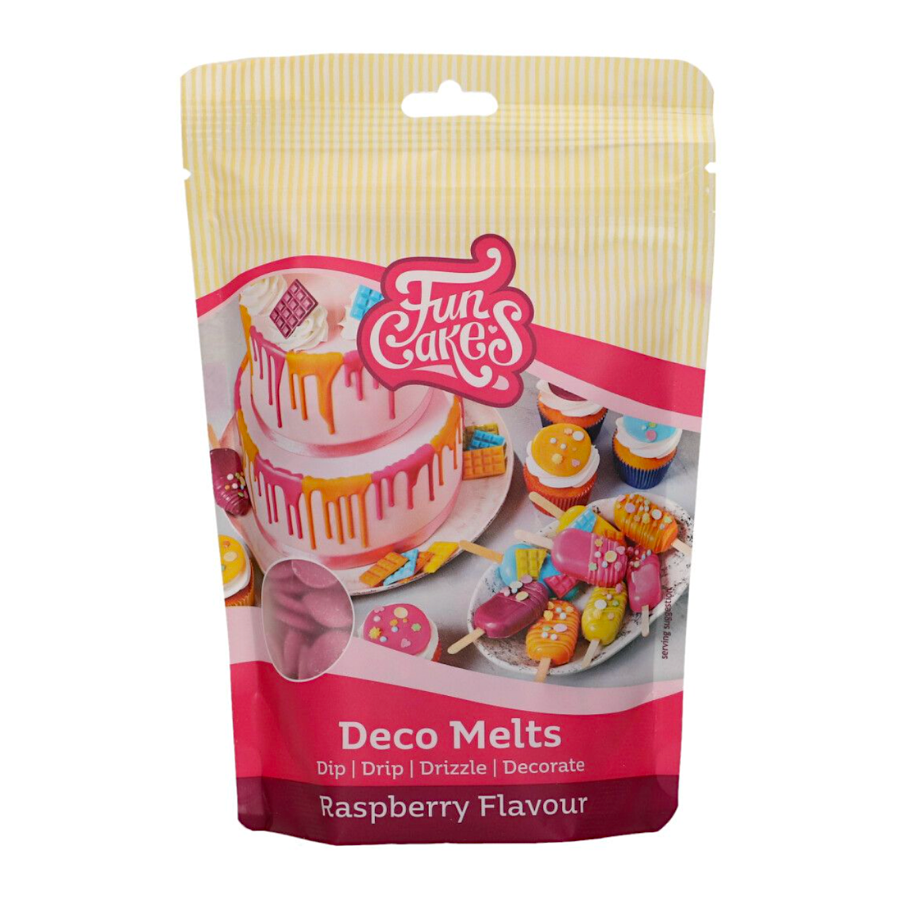 DECO MELTS FUNCAKES SABOR FRAMBUESA 250 G - Ideal para Decoración Dulce - Fácil de Colorear - Se Derrite Fácilmente