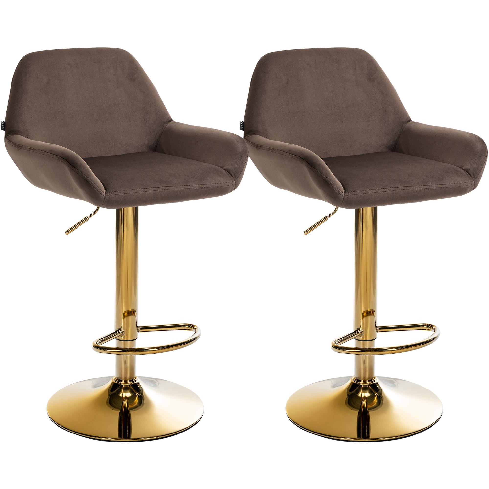 Set de 2 taburetes de bar Braga en terciopelo con marco dorado Marrn