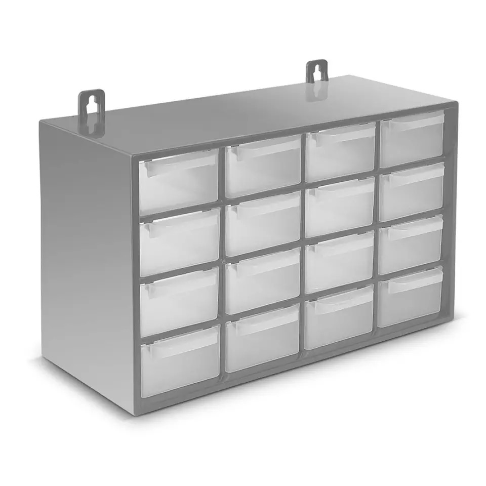 Cajoneras Gavetas Organizadoras Tornillos, Organizador apilable de plástico con 16 cajones para Herramientas pequeñas, Clasificador 16 Compartimiento apilable, Cajonera Multiusos de Material plástico, Clasificador de Cajones