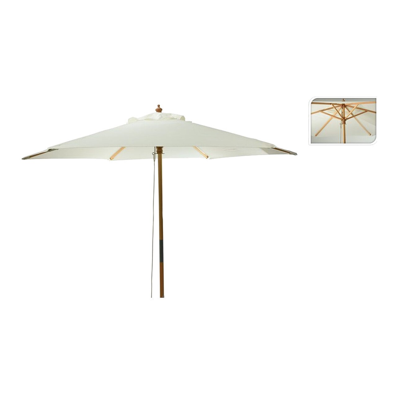 Parasol De Jardín Con Mástil De Madera 2,6 X 2,2 M 81071
