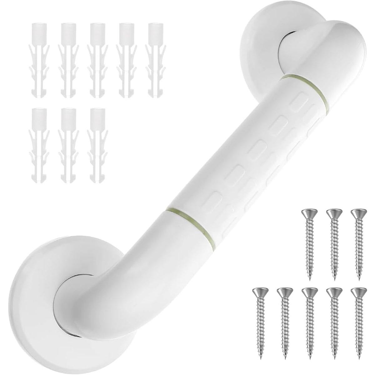 Barra de apoyo para baño - 30 cm - con franjas reflectantes - Barra de apoyo para ducha - Agarre antideslizante para ducha - Agarre de seguridad - Agarre para baño - Agarre para inodoro - Agarre para bañera - Apto para niños, ancianos y personas con disca