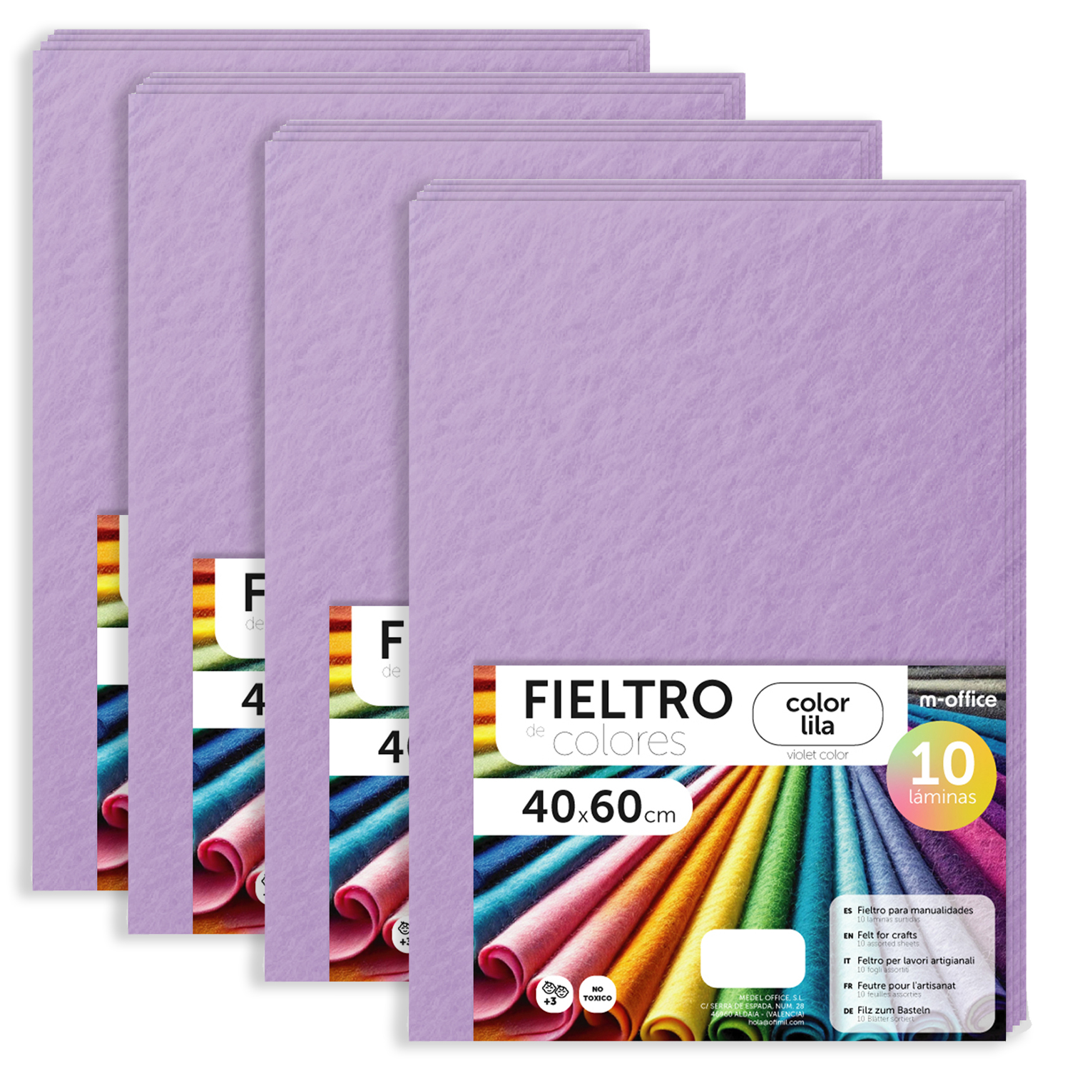 Fieltro para Manualidades, Fieltro de Colores, Suave y Flexible, Material para Costura, Telas Patchwork, Ideal para proyectos DIY, artesanía o decoración, Tamaños Variables - m-office Distintos Colores