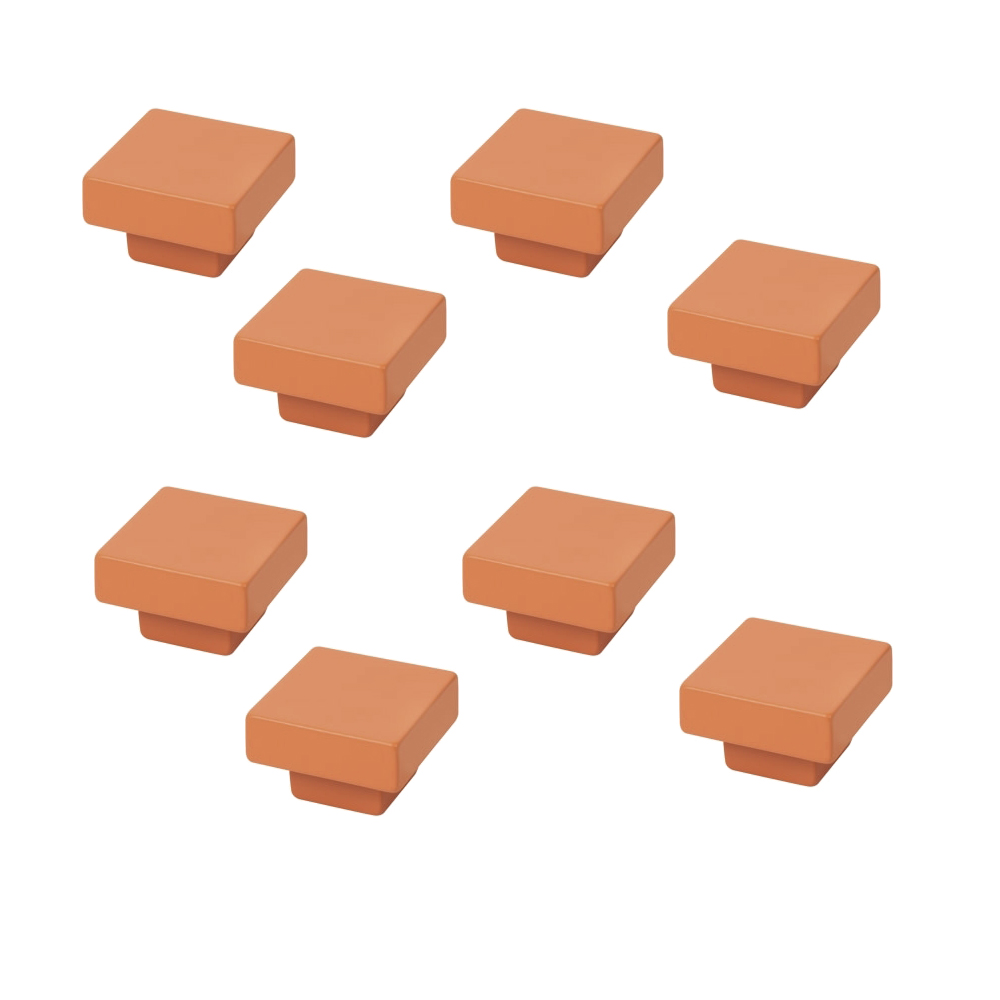 8 Un. TIRADOR Pomo Mueble Infantil resina plástica ABS pintado naranja 30MMX30MM
