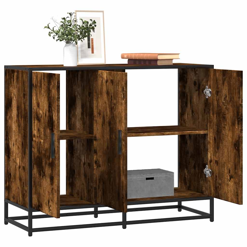 vidaXL Aparador madera de ingeniería 94x35x76 cm en color Roble Sonoma/Gris sonoma/Roble ahumado y más