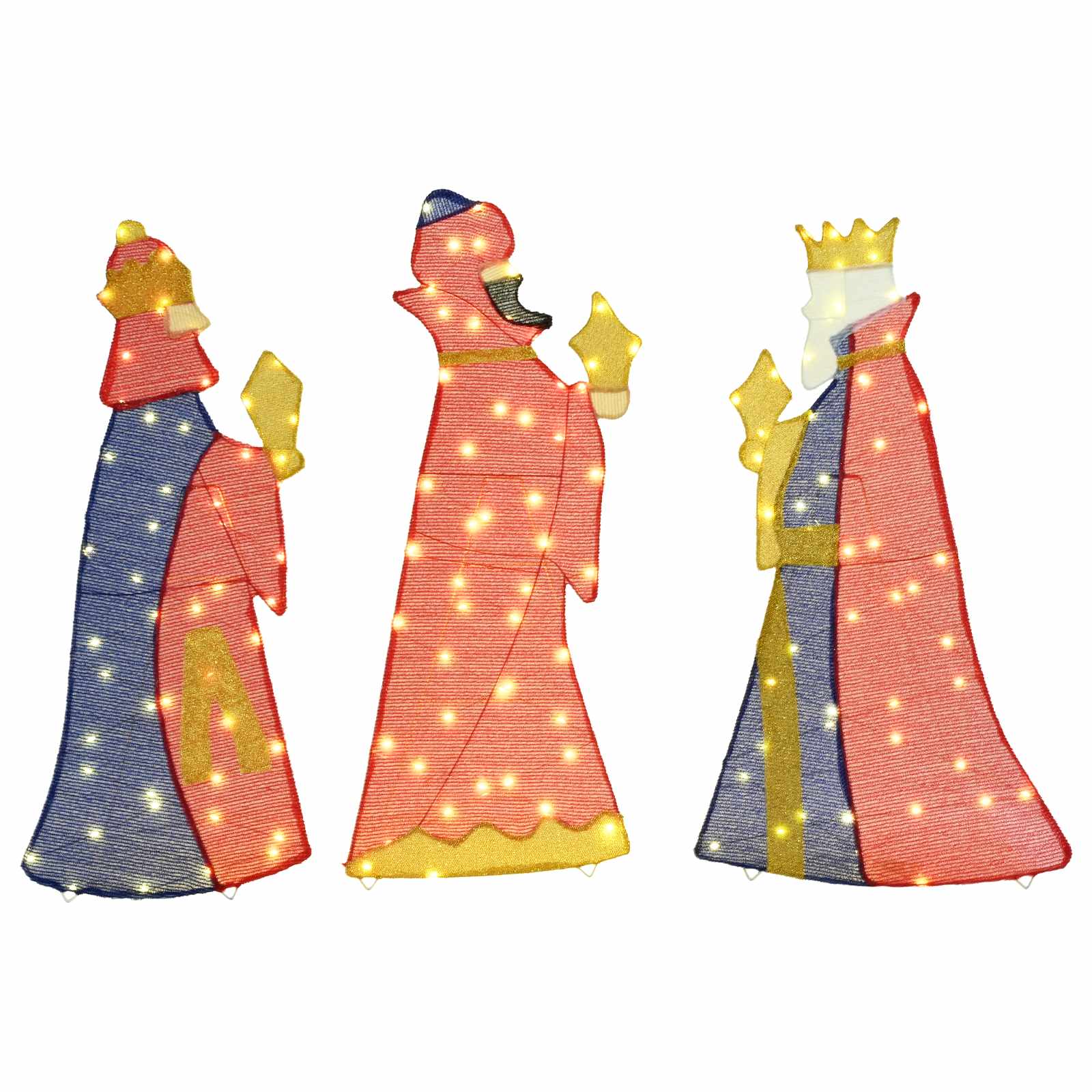 vidaXL Iluminación navideña de los 3 Reyes Magos 3 uds. LED 105 cm