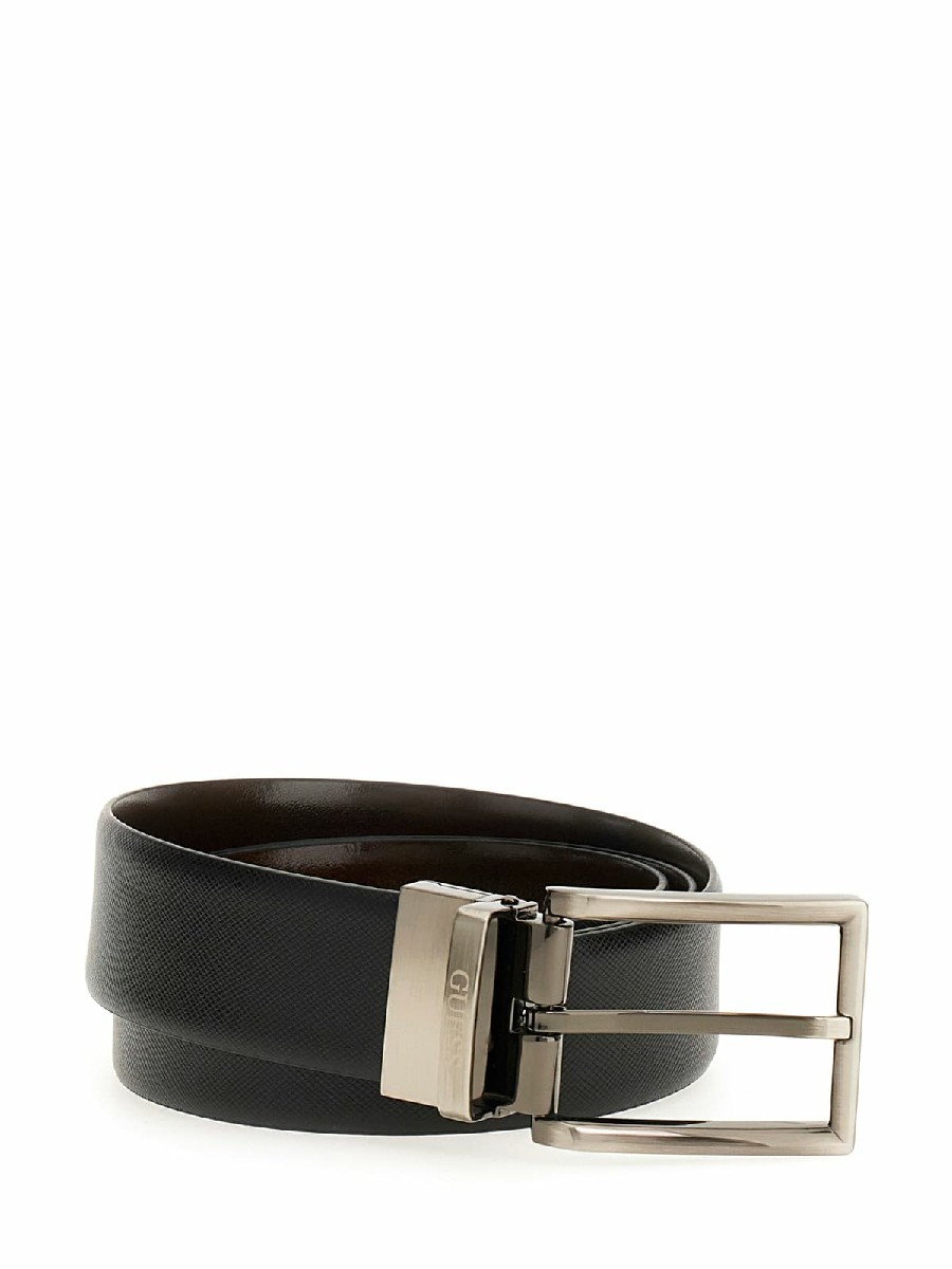 Cinturón Guess Reversible Hombre Piel Motivo Safino Negro/Marrón BM7822P5335-BDN