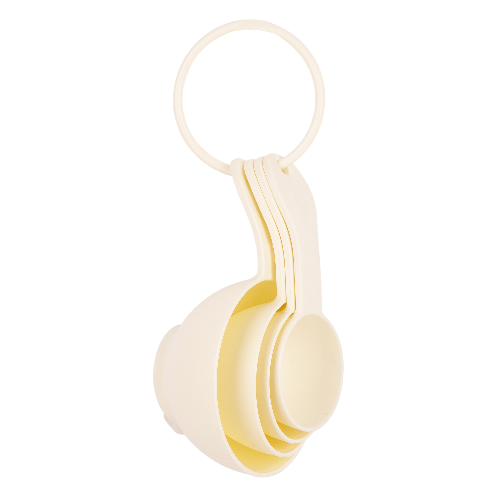 Cofan Juego de 4 cucharas medidoras con capacidades de 60 ml, 80 ml, 120 ml y 240 ml | Medición en ml | Color: amarillo pastel | Cucharas apilables