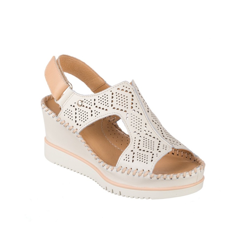 Pikolinos - Cuñas para mujer W3Z-1775: estilo atemporal, confort y versatilidad primavera-verano con empeine y forro en cuero