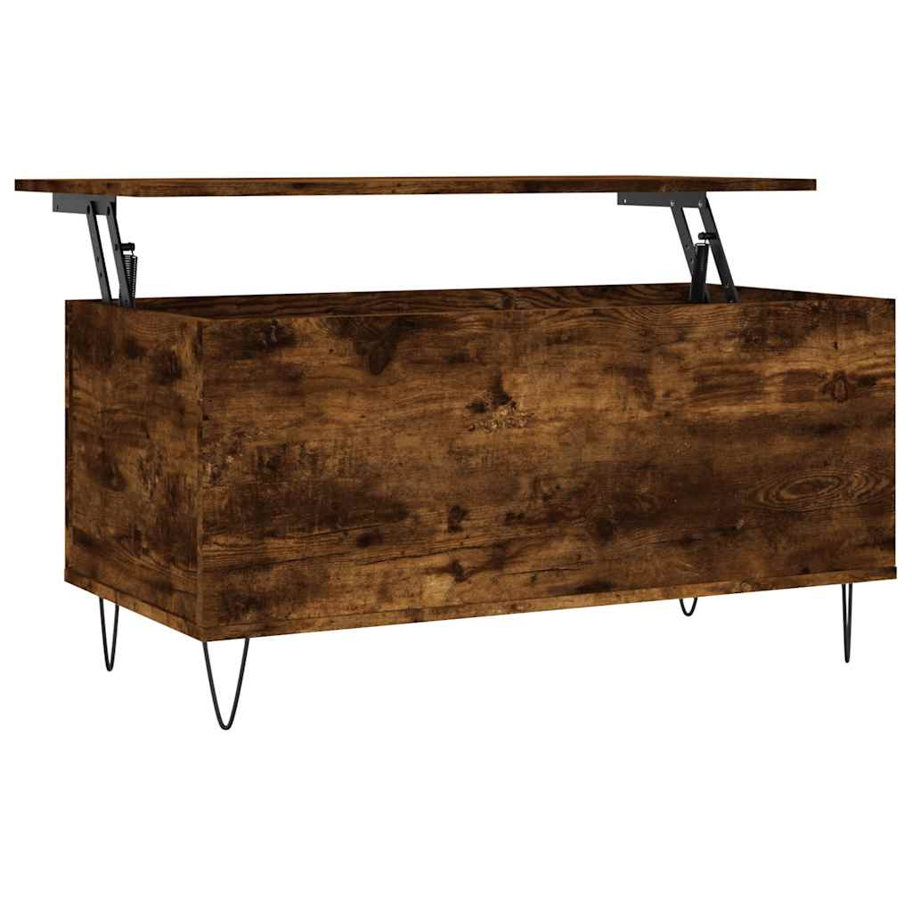 vidaXL Mesa de centro madera contrachapada roble ahumado 90x44,5x45 cm