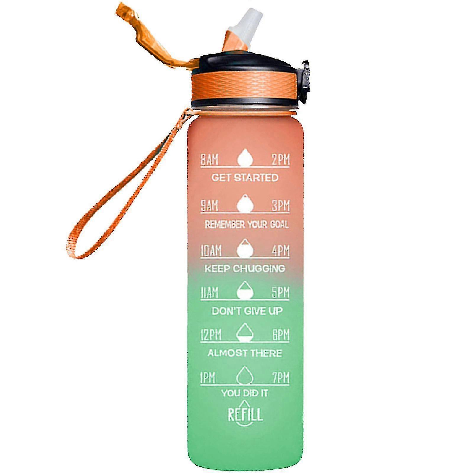 1000ml libre motivacional deportes jarra con marcador de tiempo al aire libre fitness taza gradiente de color al aire libre helado botella de agua