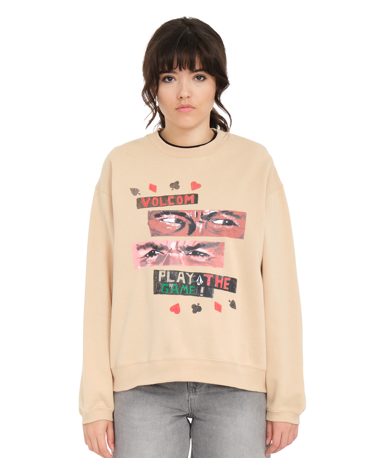 Sudadera Mujer Volcom Play The Crew - Khaki