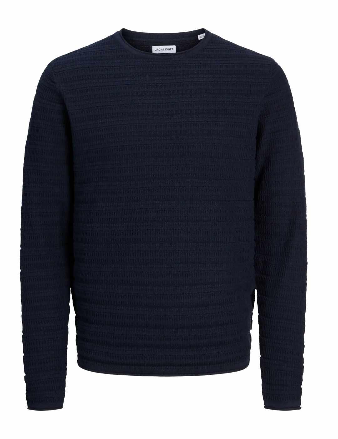 Jersey Jack&Jones Duke marino punto fino textura de hombre