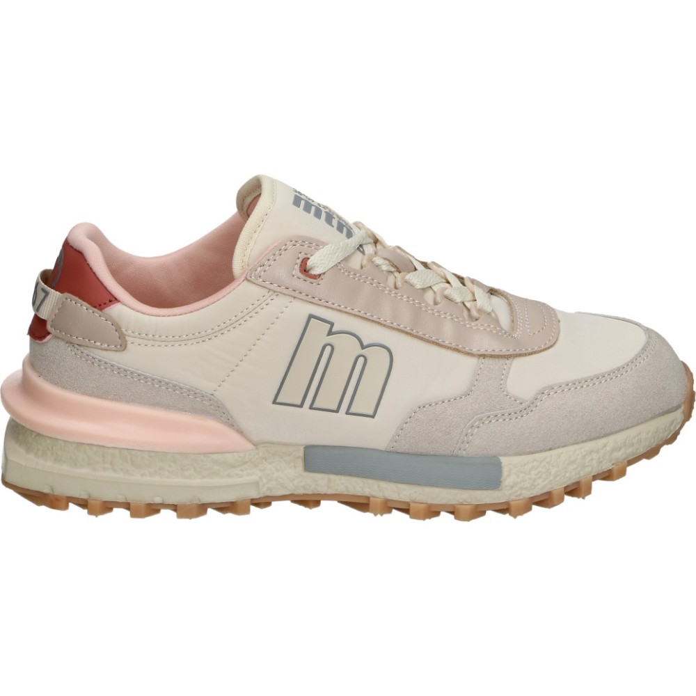 MTNG | Zapatillas Mustang para Mujer – Deportiva en Beige con Detalles en Rosa – Sneakers con Cordones – Estilosas – Cómodas y Versátiles – Modelo 60065