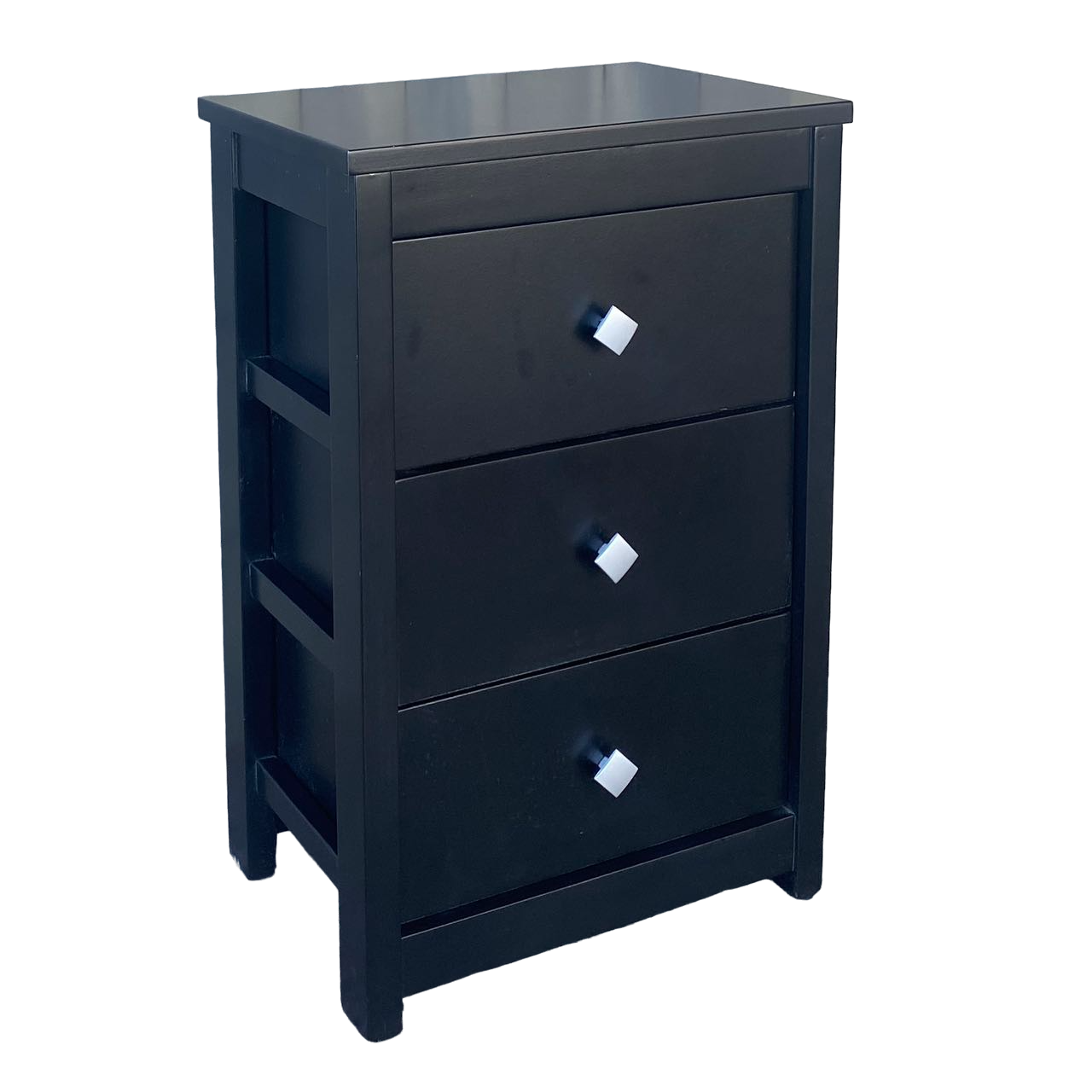 Maxia Market - Mueble Auxiliar Sinfonier Cajonera Ancha de Madera de Pino Natural Color Negro - Diseño Elegante y Duradero