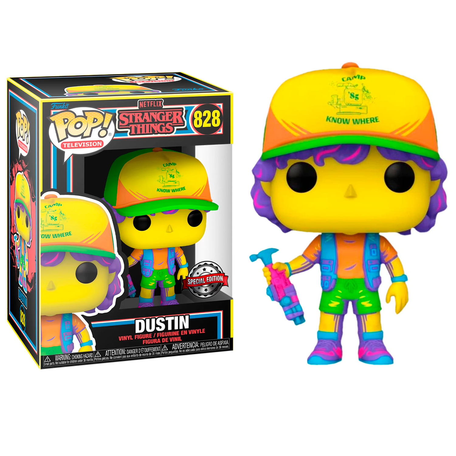 Funko Dustin Henderson Camp Black Light exclusivo Stranger Things 4  804 Funko  Pop Vinyl figura