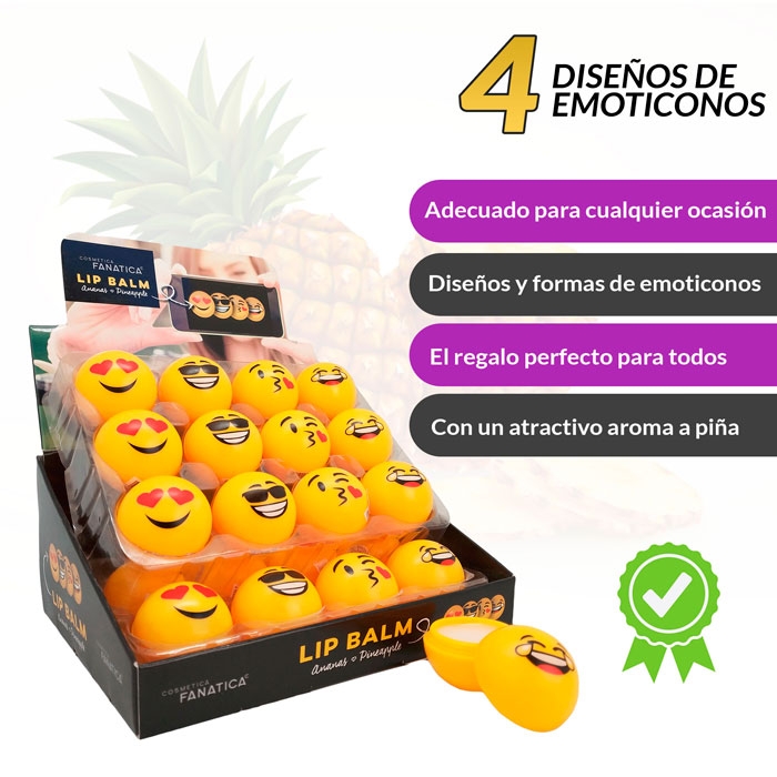 Lote 12 Bálsamos Labiales Emoticonos" - Detalles para Comuniones Bodas