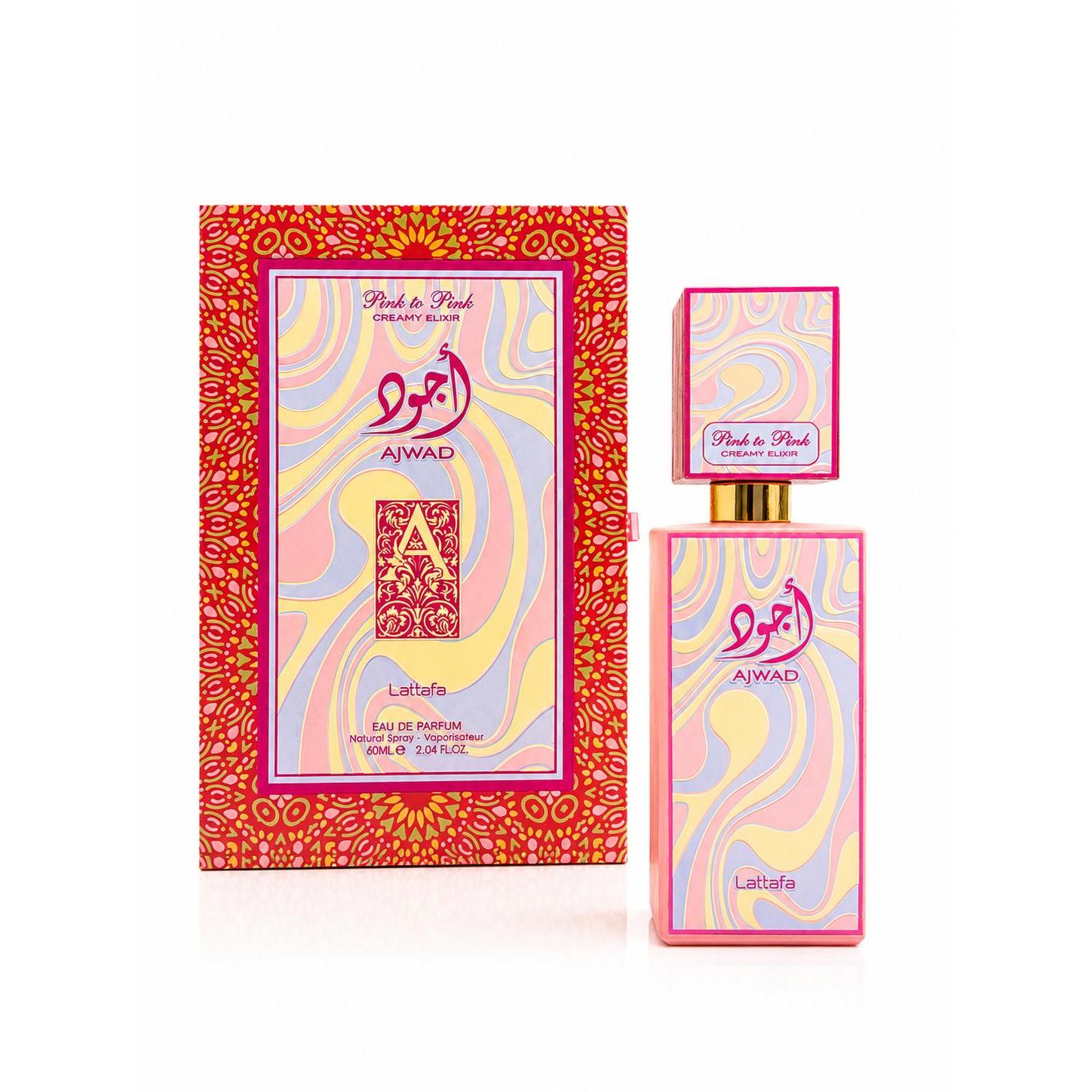 Lattafa Ajwad Pink to Pink Creamy Extrait de Parfum 60 ml – Perfume Dulce Gourmand con Frambuesa, Chocolate Blanco y Vainilla