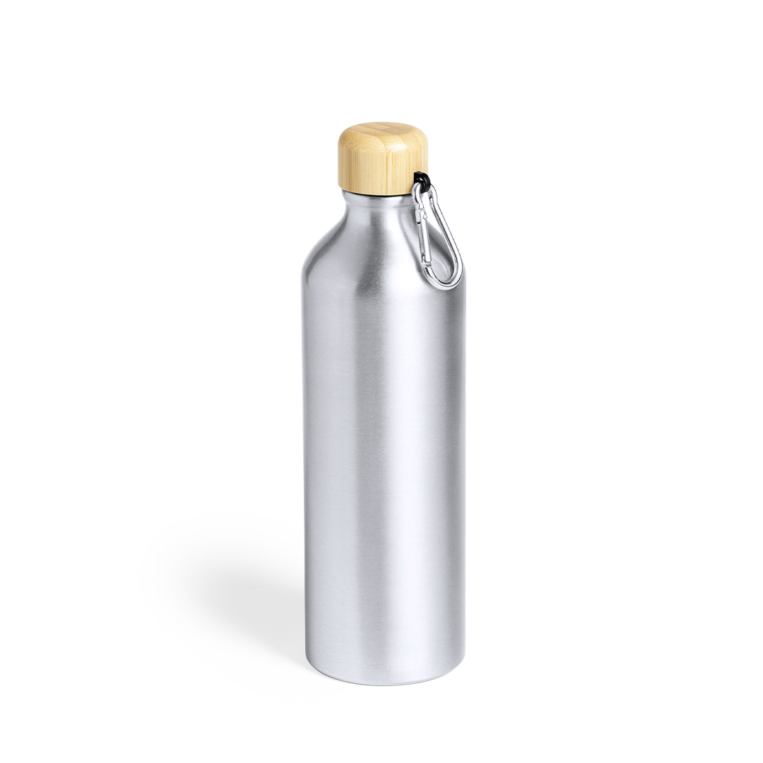 DAM. Bidón aluminio 800 ml con tapón bambú 7,3x7,3x24,7 cm.