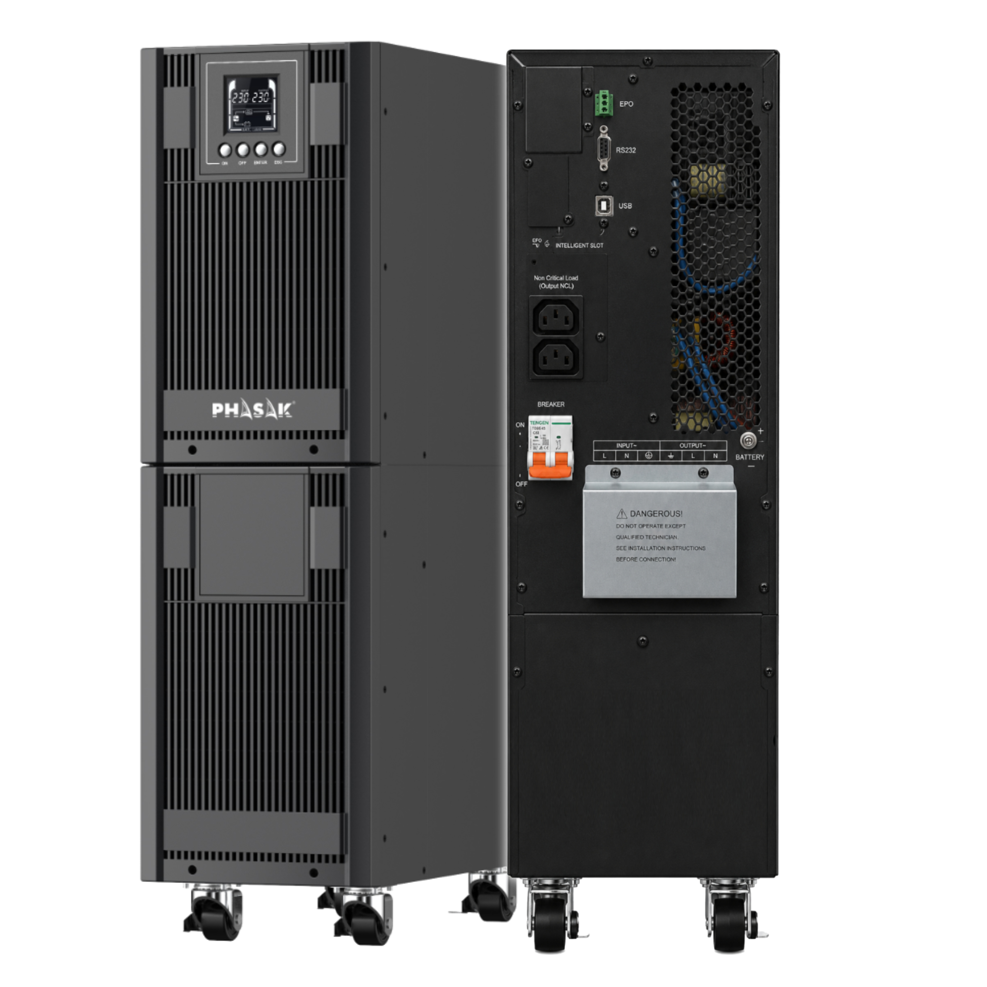 UPS Tower Phasak 6.000 VA (Modelo PH 8060) con ECO Mode, Apagado de Emergencia EPO y Conectividad Avanzada para Oficinas e Industrias