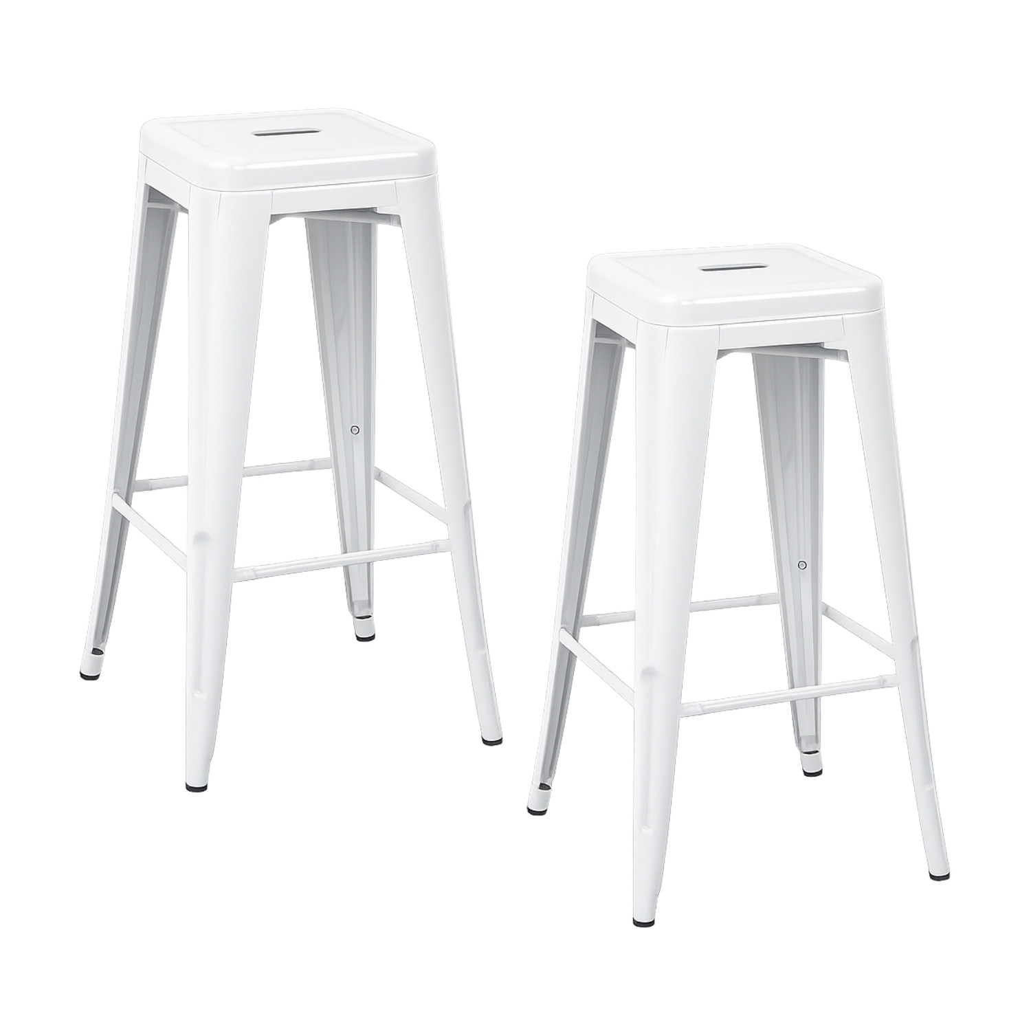 Pack 2 Taburetes Medios Industriales Apilables de Acero 43x43x76cm Thinia Home