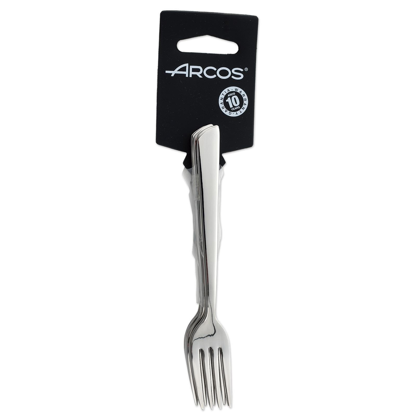 Arcos Tenedores para Tartas de Acero Inoxidable 18/10, Juego de 6 Piezas, Monoblock de 140 mm, Ideal para Postres y Reuniones, Serie Toscana
