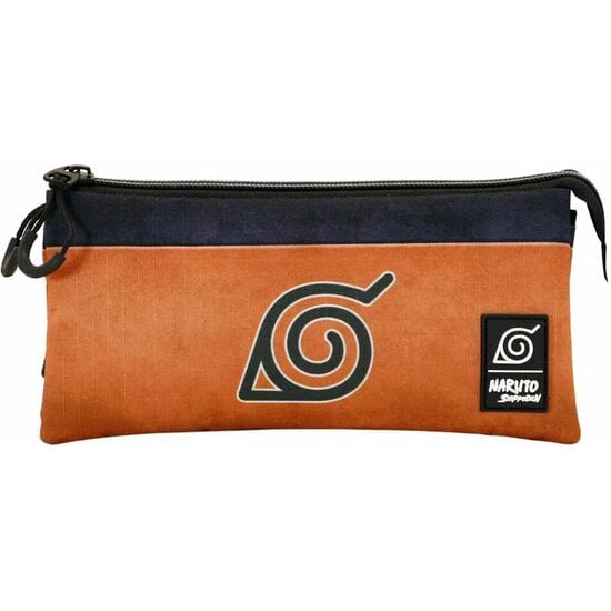 Portatodos Naruto Shippuden, Estuches Escolares Triple Compartimento con Cremalleras, Tejido Ripstop y Material Reciclado Repelente a Líquidos, para Colección y Regalo