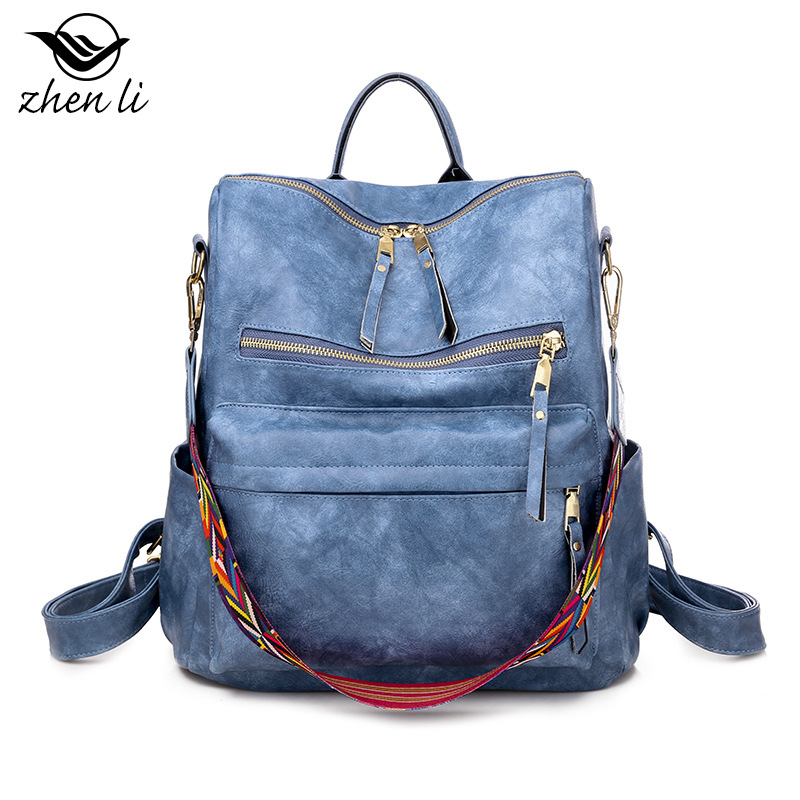 Mochila de moda para mujer, bolso de hombro multifuncional de cuero para mujer, bolso de viaje, bolso de mano