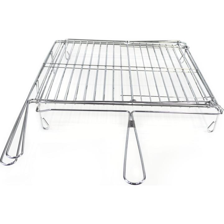 Algon - Parrilla BBQ Giratoria Cromada - Resistente y Duradera - Fácil de Limpiar - Portátil para Exteriores - Ideal para Carnes y Pescados