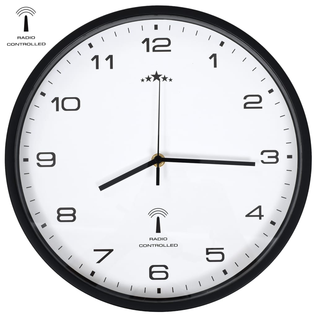 vidaXL Reloj Pared Radiocontrol Movimiento de Cuarzo 31 cm Decoración Color Blanco,  Negro,  Blanco y negro y mas