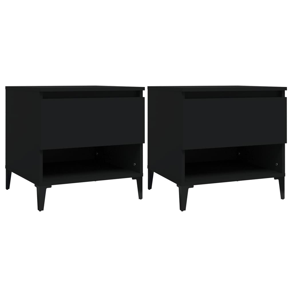 Vidaxl Mesas Auxiliares Contrachapadas 2 Uds 50x46x50 Cm Blanco y Negro