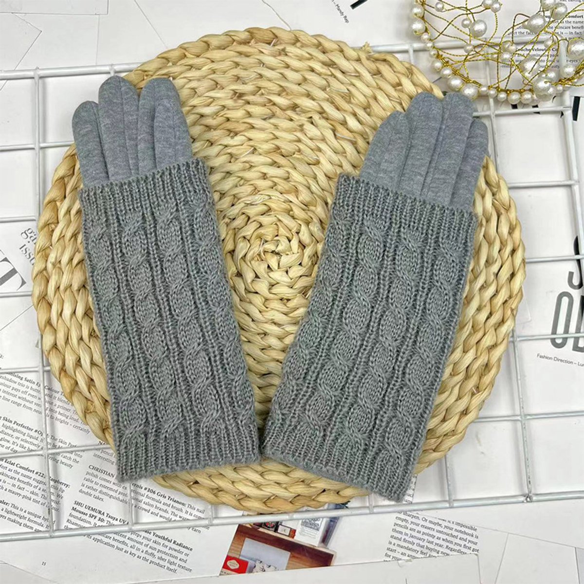 Dames winterhandschoenen, 2 in 1 thermische handschoenen touchscreens, elegante warme handschoenen met afneembare vingerloze handschoenen, kaki