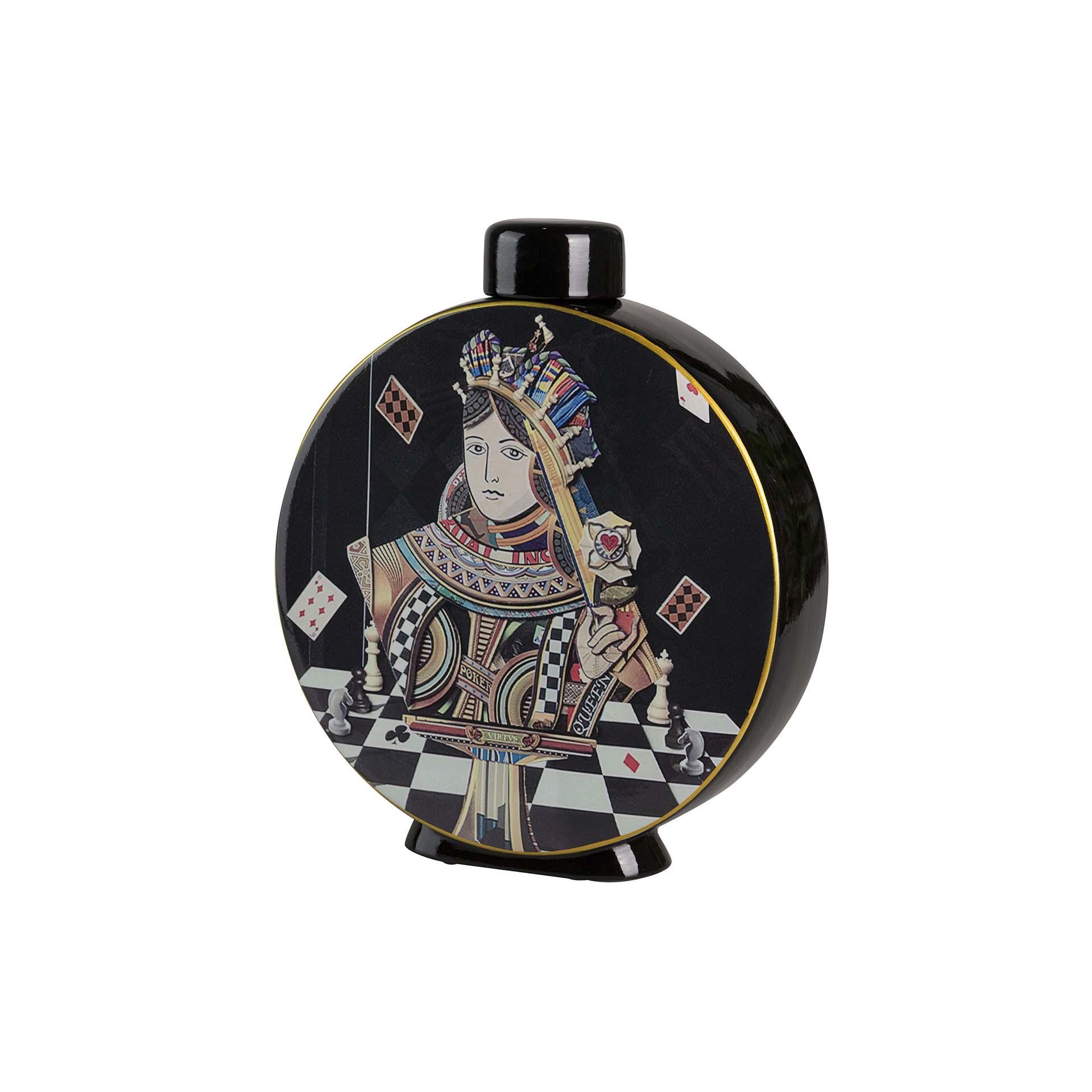 Tibor ceramica ajedrez 28x8x33 cm , El mejor complemento para tu hogar.