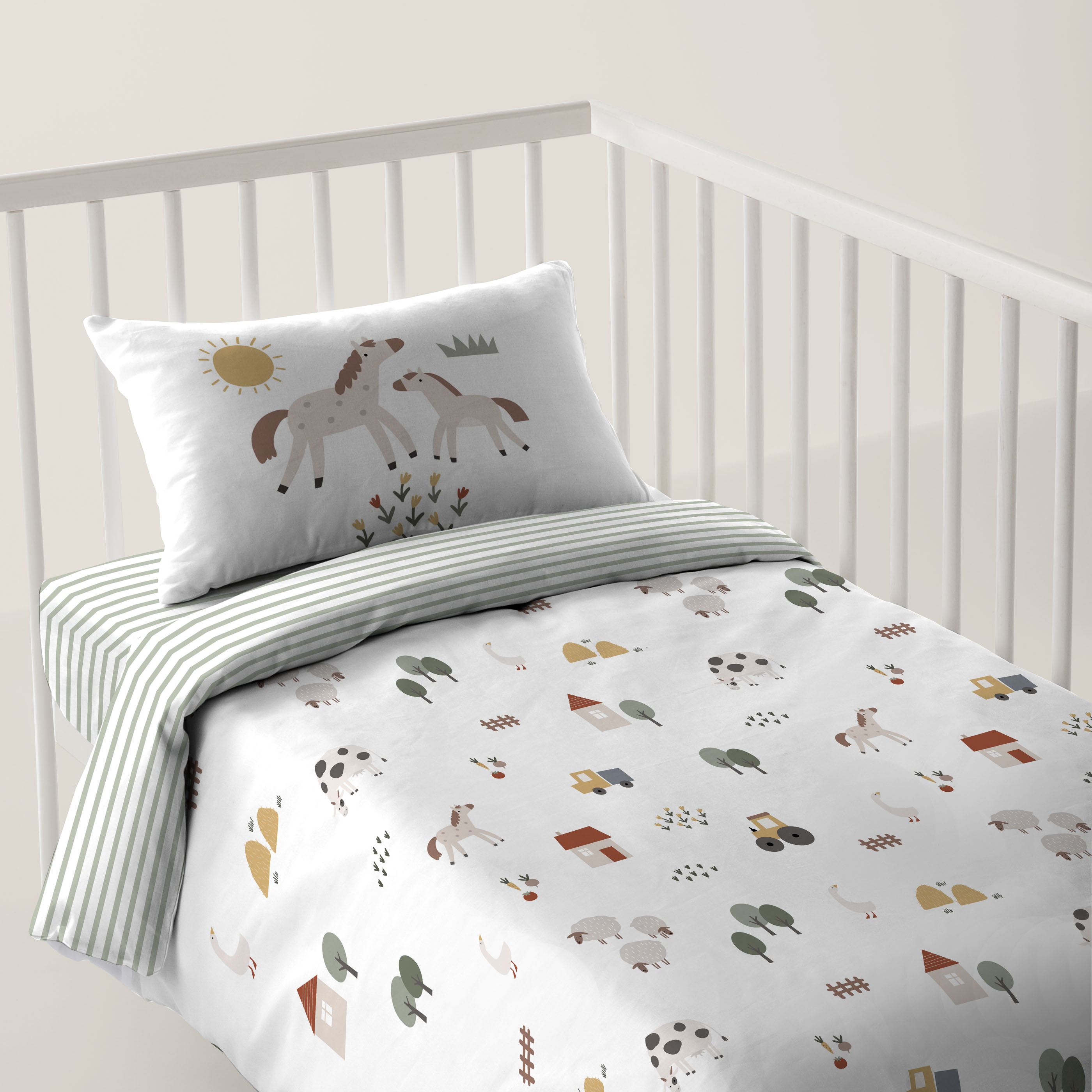 COOL KIDS - Funda Nórdica Cuna Estampada Reversible - 100% Algodón - Extra Suave - 5 Modelos - 100×120/115×145 cm - Fabricado en España