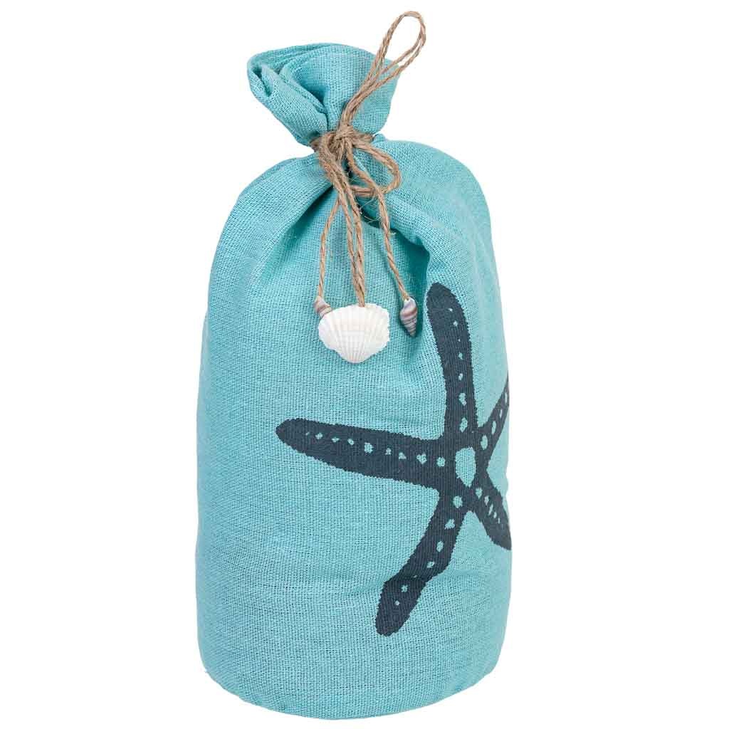 Wonderlust Deco - Tope de puerta de algodón con estrella azul 12x12x25h cm Azul 12x12x25h cm