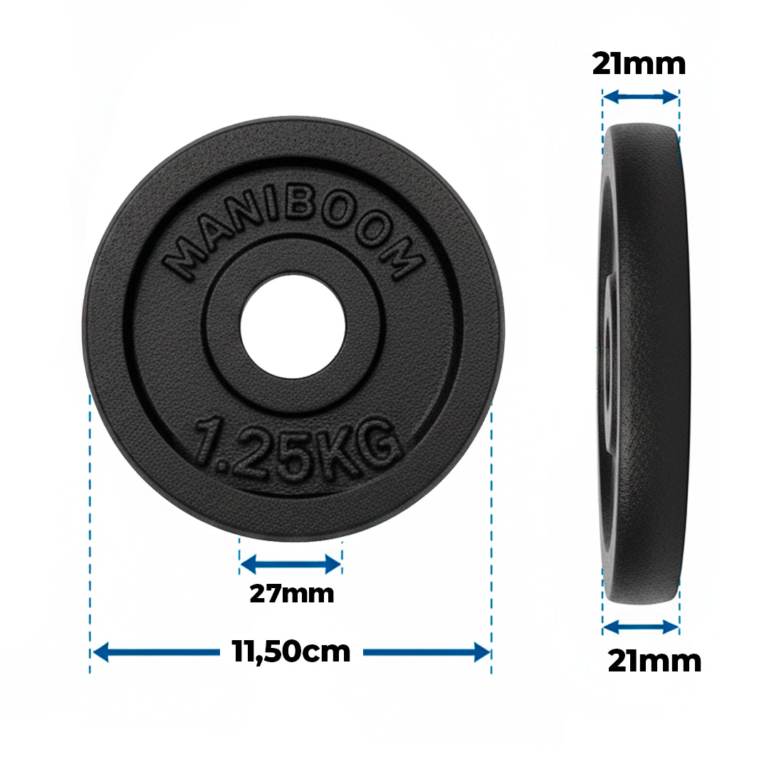 Discos de Pesas de Hierro Fundido "Old School" - Placas Macizas (Agujero 27mm para Barras de 25mm), Musculación y Gimnasio en Casa
