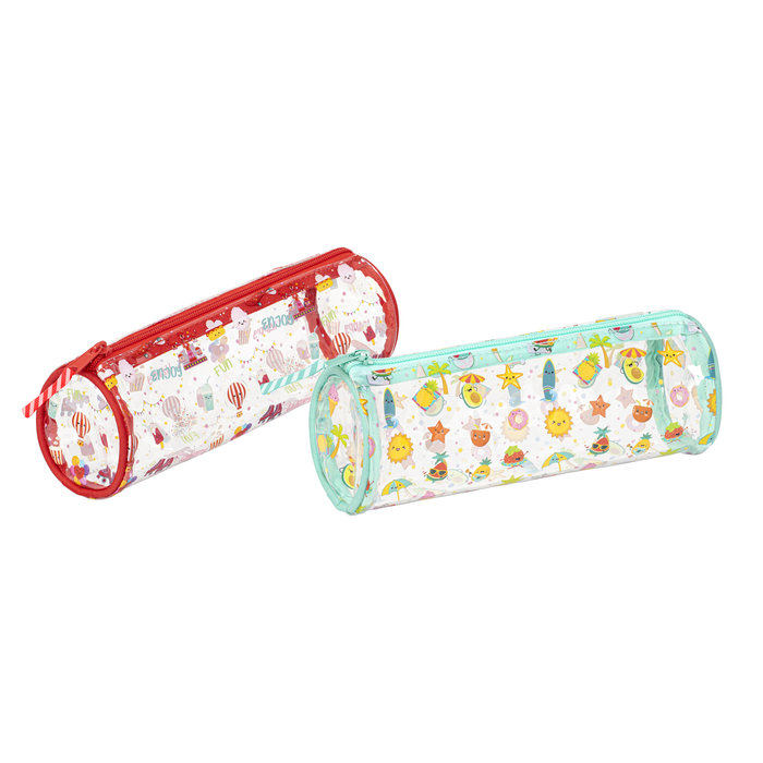 VIQUEL PORTATODO SIMPLE REDONDO TRANSPARENTE ESTAMPADO SURTIDOS HOBBIES 22x7x7 Cms.
